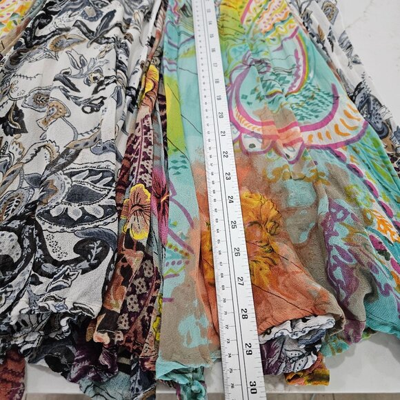 Coldwater Creek Pleated Midi Skirt Sz PM Mixed Print Panels Boho Fairy - Picture 11 of 12